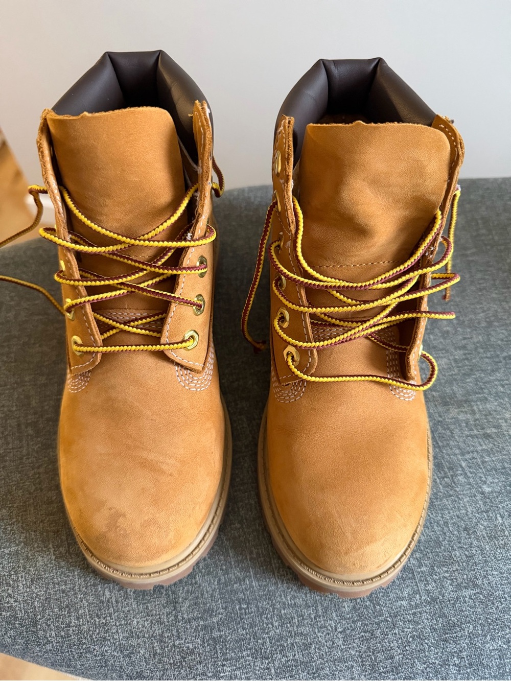 Boys Timberland Work Boots - Wheat Brown Leather Lace-Up